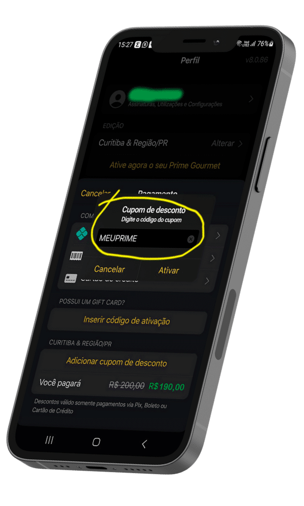 como usar cupom desconto prime gourmet